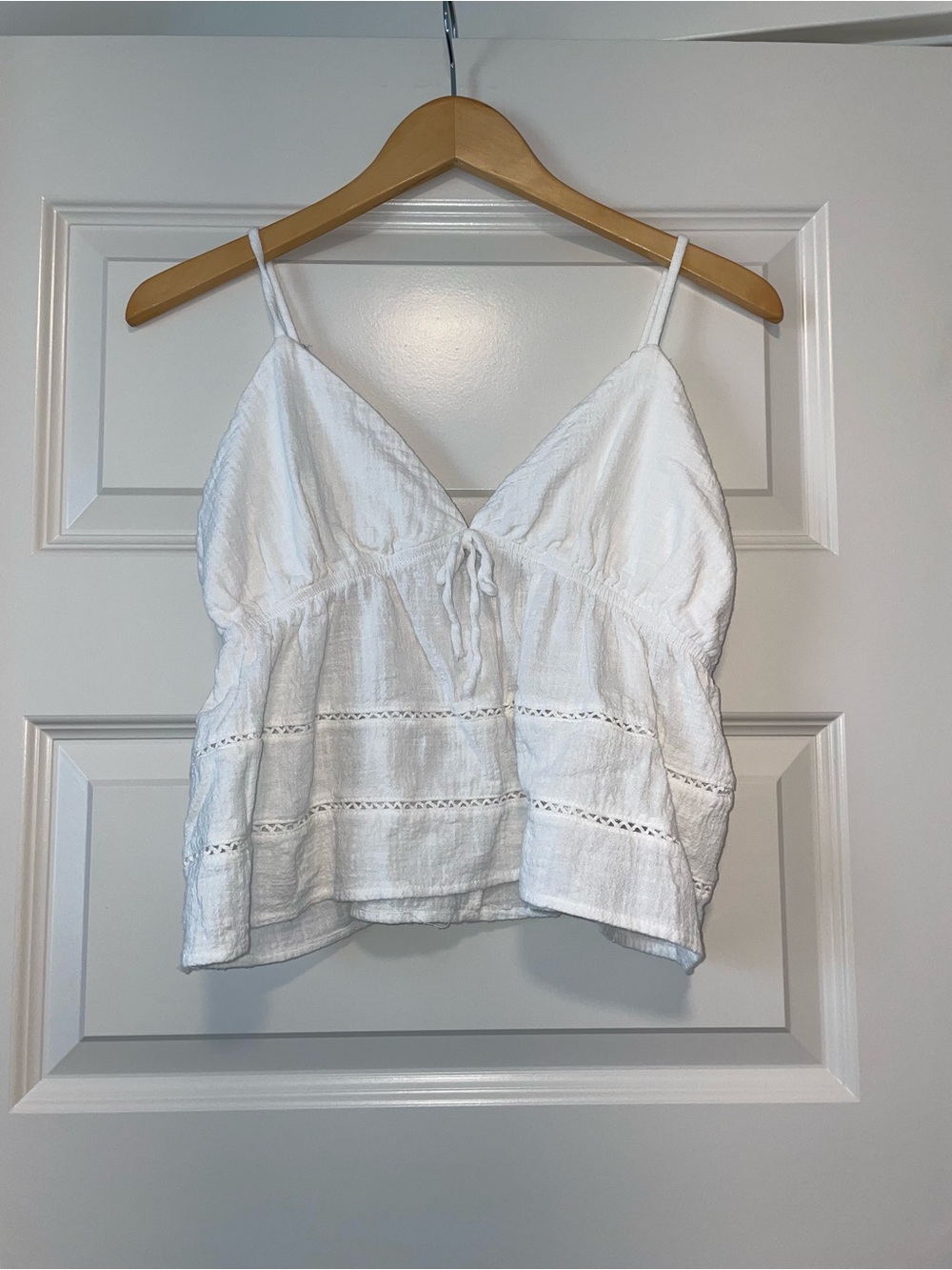 White Crossover Cami Top Cottage Core Summer Boho